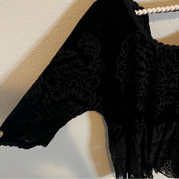 Free People Boho Black Lace Velvet Tunic - Picture 4 of 7